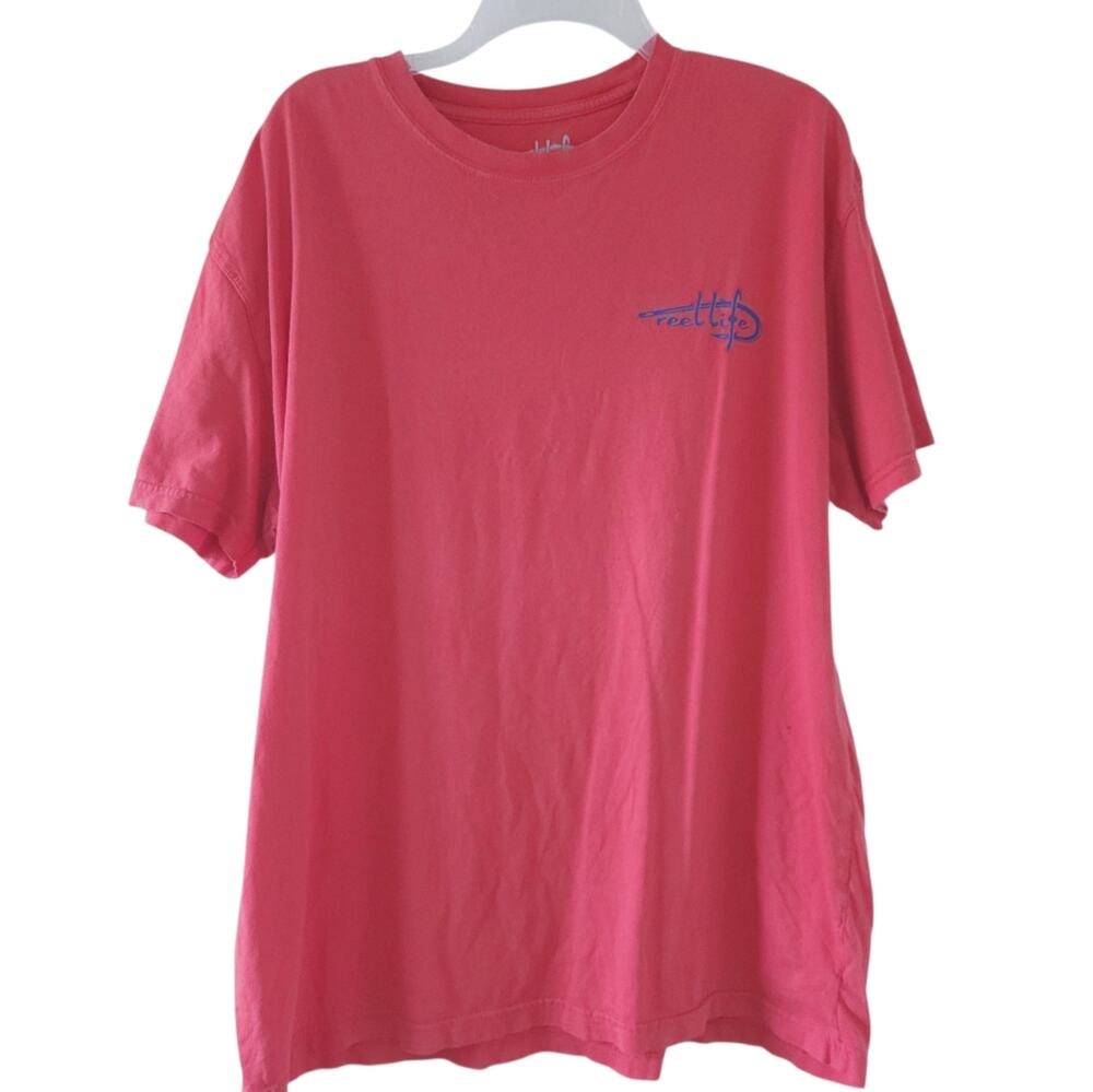 Mens Reel Life T-Shirt XL Red American Flag Graphic Patriotic
